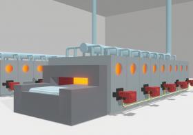 Impianto industriale automatico per la cottura del pane